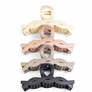 Elegant Hair Claw Clip Set - Black, Cream, Tan